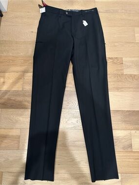 NWT PT01 Pantaloni Torino Pants 48 Easy Fit Black Traveller Wool Blend Italy
